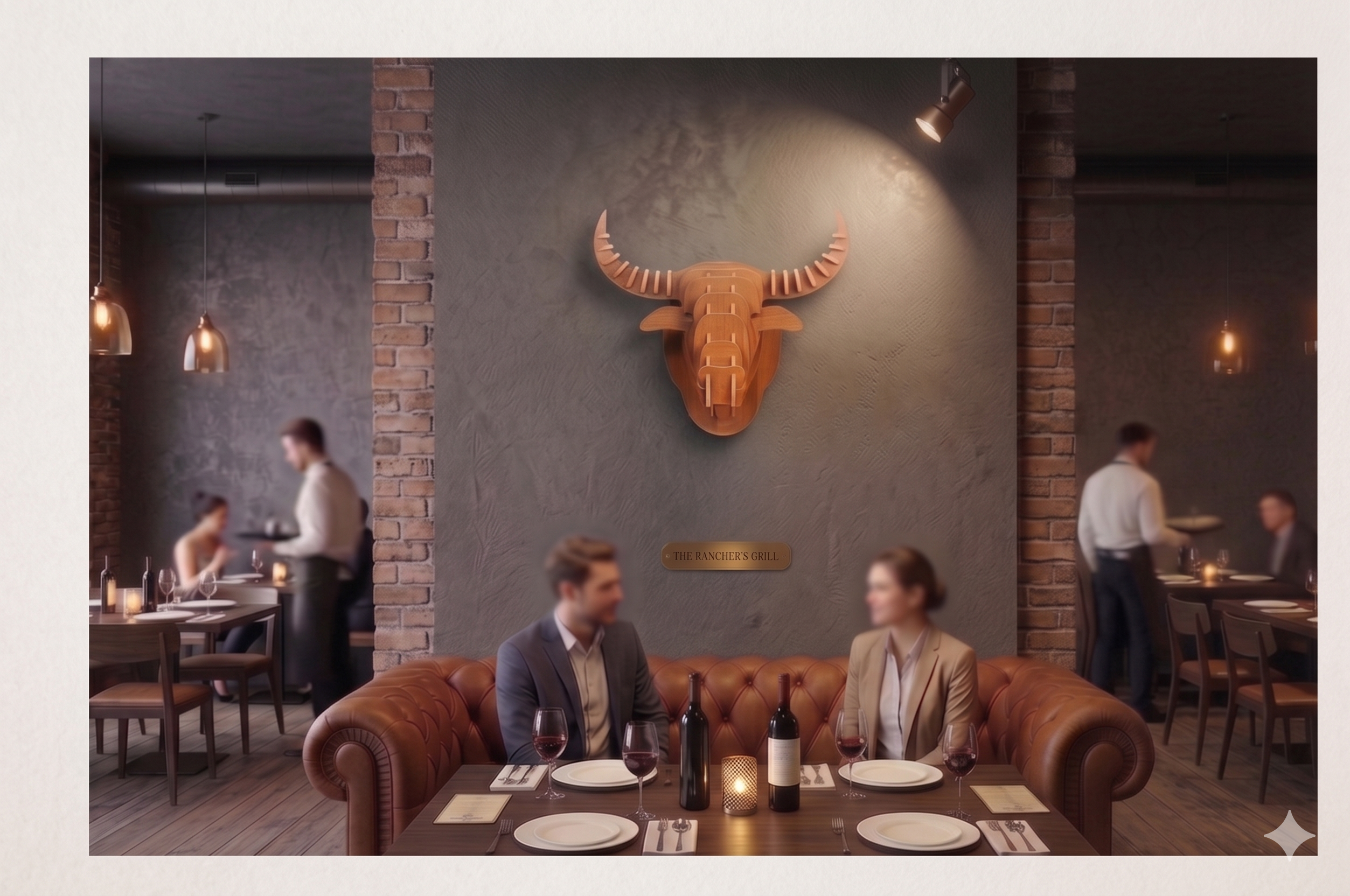 Bull Layered Wood Art on Wall